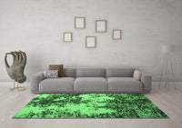 Machine Washable Abstract Emerald Green Modern Rug, wshabs5376emgrn