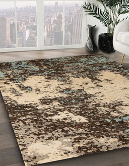 Machine Washable Abstract Dark Brown Rug in a Family Room, wshabs5376