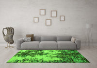 Machine Washable Abstract Green Modern Rug, wshabs5376grn