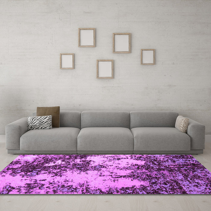 Machine Washable Abstract Purple Modern Area Rugs in a Living Room, wshabs5376pur