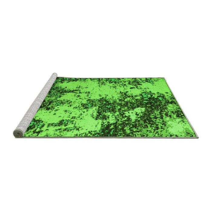 Sideview of Machine Washable Abstract Green Modern Area Rugs, wshabs5376grn