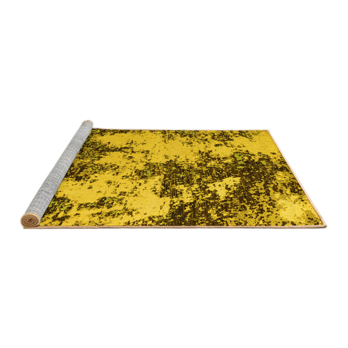 Sideview of Machine Washable Abstract Yellow Modern Rug, wshabs5376yw