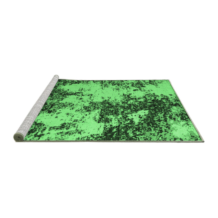 Sideview of Machine Washable Abstract Emerald Green Modern Area Rugs, wshabs5376emgrn