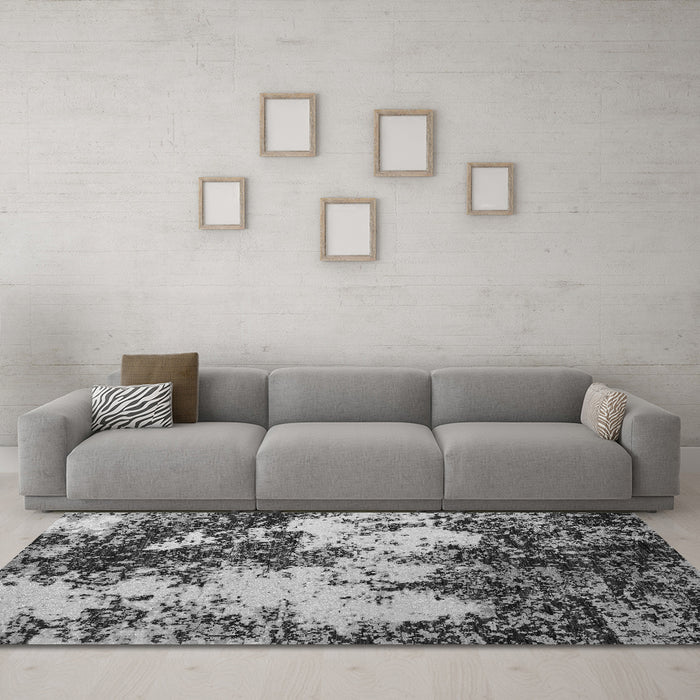 Machine Washable Abstract Gray Modern Rug in a Living Room,, wshabs5376gry