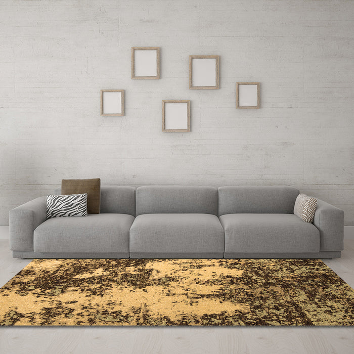 Machine Washable Abstract Brown Modern Rug in a Living Room,, wshabs5376brn