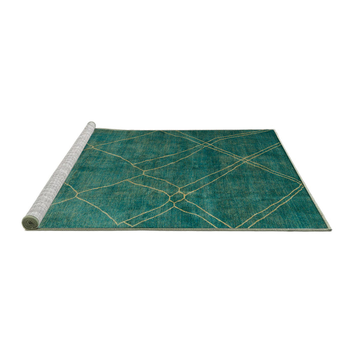 Sideview of Machine Washable Abstract Medium Teal Green Rug, wshabs5377