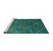 Sideview of Machine Washable Abstract Medium Teal Green Rug, wshabs5377