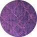 Round Machine Washable Abstract Pink Modern Rug, wshabs5377pnk