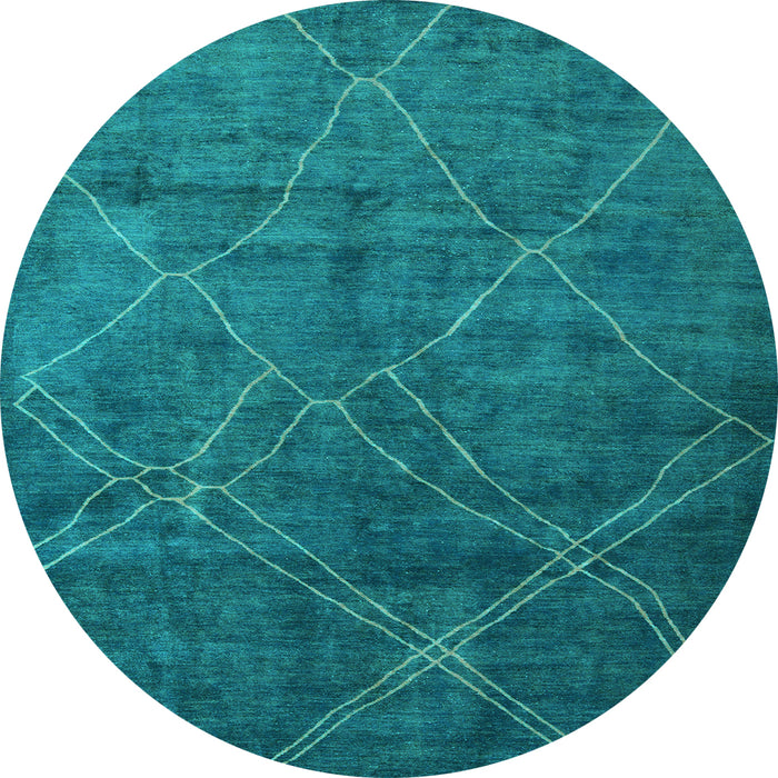 Round Abstract Light Blue Modern Rug, abs5377lblu