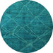 Round Abstract Light Blue Modern Rug, abs5377lblu