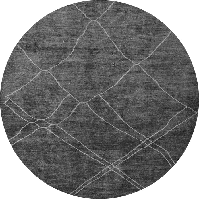 Round Machine Washable Abstract Gray Modern Rug, wshabs5377gry