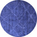 Round Abstract Blue Modern Rug, abs5377blu