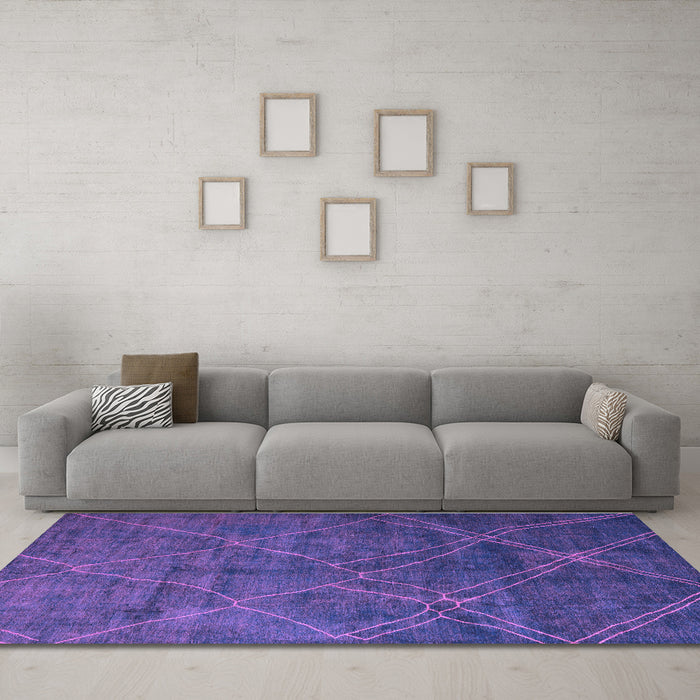 Machine Washable Abstract Purple Modern Area Rugs in a Living Room, wshabs5377pur