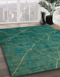 Abstract Teal Green Modern Rug, abs5377