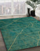 Abstract Teal Green Modern Rug in Family Room, abs5377