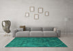 Machine Washable Abstract Turquoise Modern Area Rugs in a Living Room,, wshabs5377turq