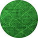 Round Machine Washable Abstract Green Modern Area Rugs, wshabs5377grn