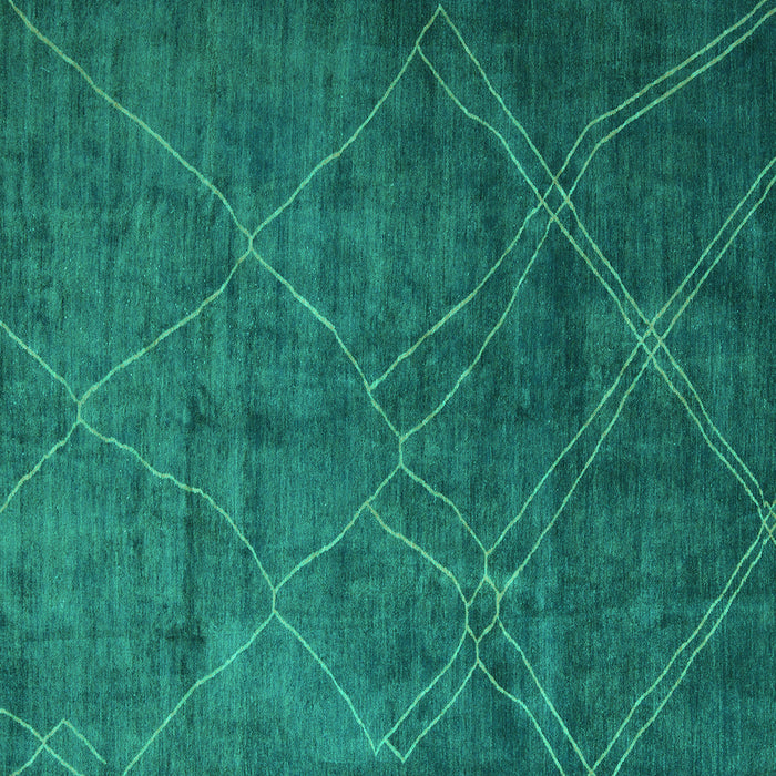 Square Machine Washable Abstract Turquoise Modern Area Rugs, wshabs5377turq