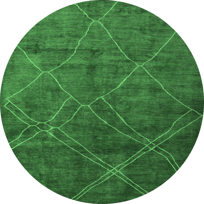 Round Abstract Emerald Green Modern Rug, abs5377emgrn