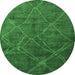 Round Abstract Emerald Green Modern Rug, abs5377emgrn