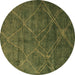 Round Abstract Brown Modern Rug, abs5377brn