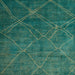 Square Abstract Teal Green Modern Rug, abs5377