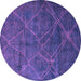 Round Machine Washable Abstract Purple Modern Area Rugs, wshabs5377pur