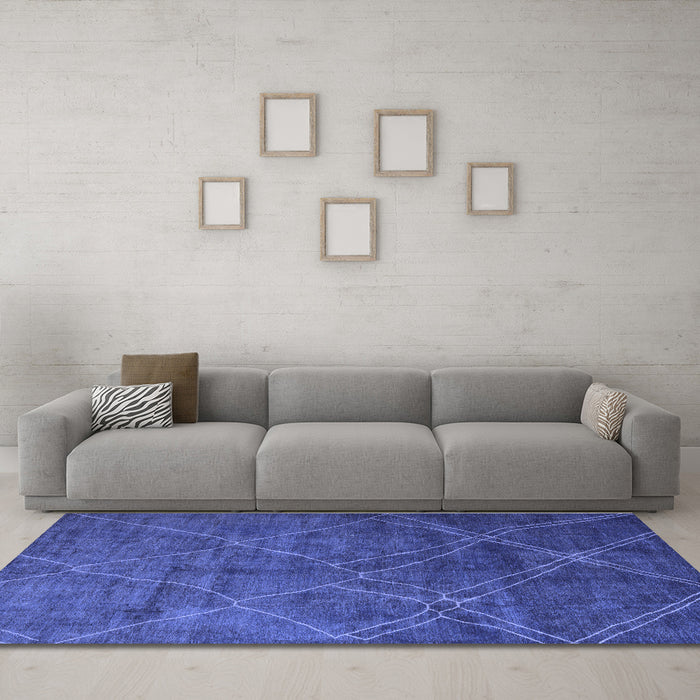 Machine Washable Abstract Blue Modern Rug in a Living Room, wshabs5377blu