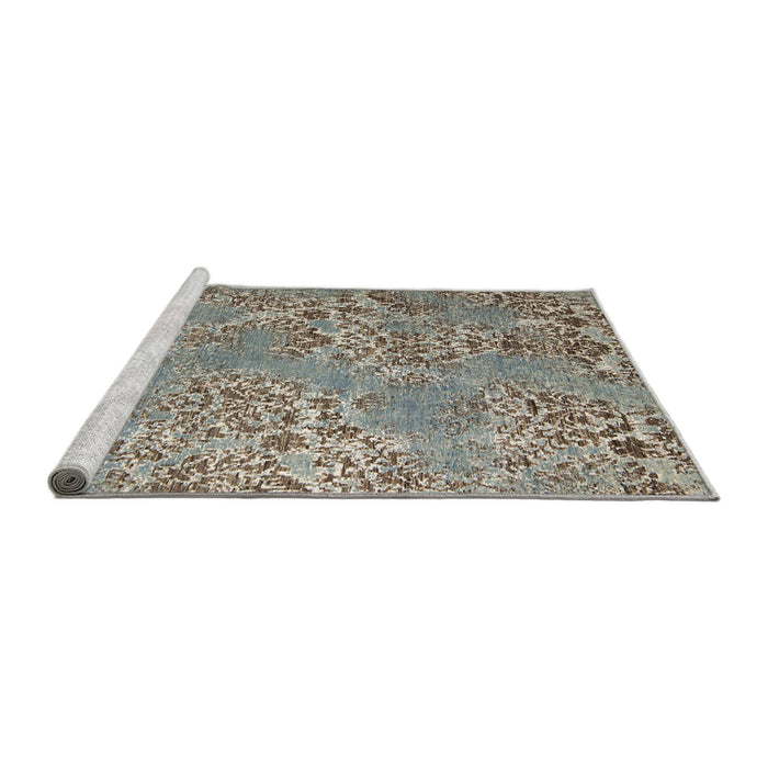 Sideview of Machine Washable Abstract Sage Green Rug, wshabs5378