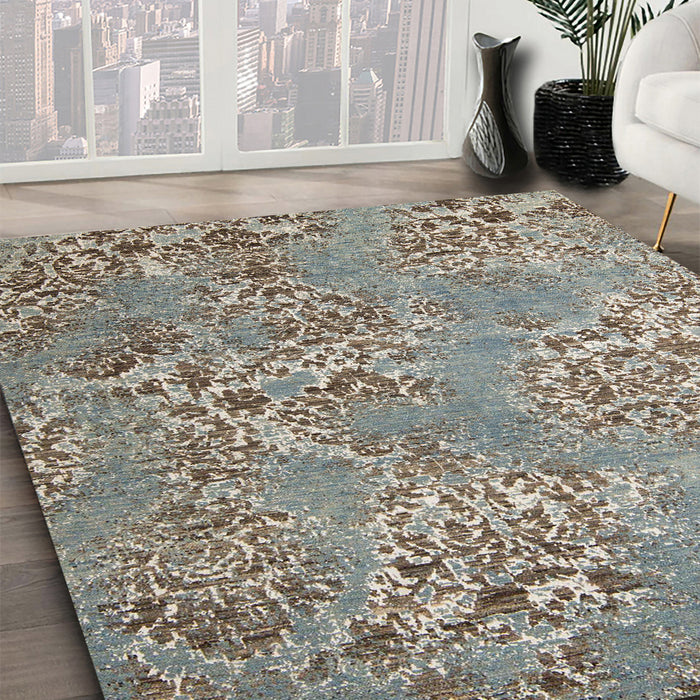 Machine Washable Abstract Sage Green Rug in a Family Room, wshabs5378