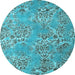 Round Abstract Light Blue Modern Rug, abs5378lblu