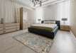 Abstract Sage Green Modern Rug in a Bedroom, abs5378