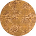 Round Abstract Orange Modern Rug, abs5378org