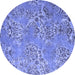 Round Abstract Blue Modern Rug, abs5378blu