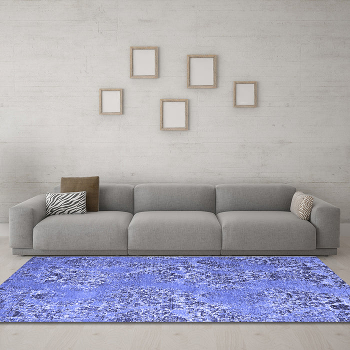 Machine Washable Abstract Blue Modern Rug in a Living Room, wshabs5378blu