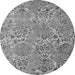 Round Machine Washable Abstract Gray Modern Rug, wshabs5378gry