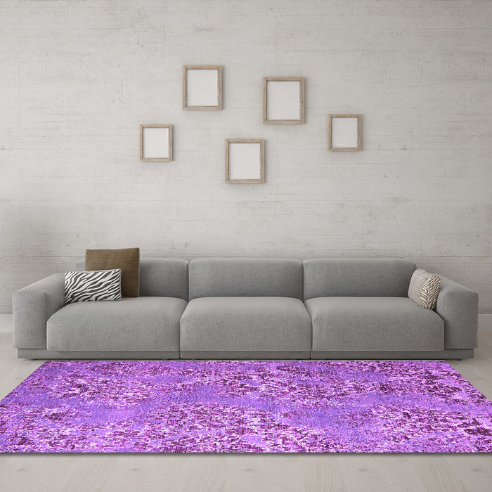 Machine Washable Abstract Purple Modern Area Rugs in a Living Room, wshabs5378pur