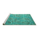 Sideview of Machine Washable Abstract Turquoise Modern Area Rugs, wshabs5378turq