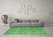 Machine Washable Abstract Emerald Green Modern Area Rugs in a Living Room,, wshabs5378emgrn