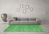 Machine Washable Abstract Emerald Green Modern Rug, wshabs5378emgrn