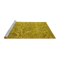 Sideview of Machine Washable Abstract Yellow Modern Rug, wshabs5378yw