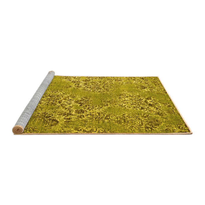 Sideview of Machine Washable Abstract Yellow Modern Rug, wshabs5378yw