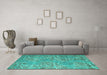 Machine Washable Abstract Turquoise Modern Area Rugs in a Living Room,, wshabs5378turq