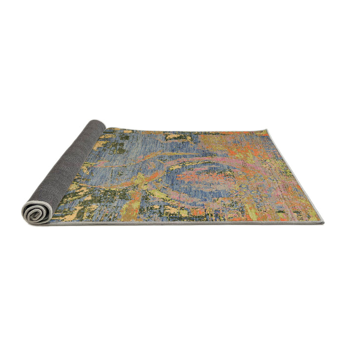 Sideview of Abstract Brownish Green Modern Rug, abs5379