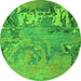 Round Abstract Green Modern Rug, abs5379grn