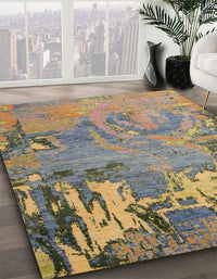 Abstract Brownish Green Modern Rug, abs5379