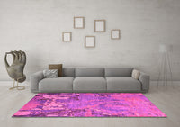 Machine Washable Abstract Pink Modern Rug, wshabs5379pnk