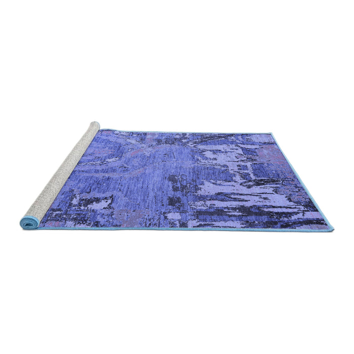 Sideview of Machine Washable Abstract Blue Modern Rug, wshabs5379blu