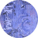 Round Abstract Blue Modern Rug, abs5379blu