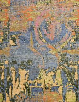 Machine Washable Abstract Brown Green Rug, wshabs5379